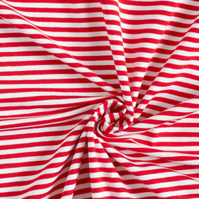 Jersey coton Rayures étroites – rouge/blanc, 