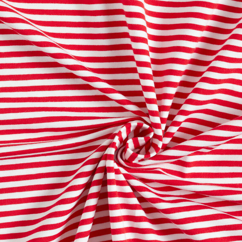 Jersey coton Rayures étroites – rouge/blanc,  image number 1