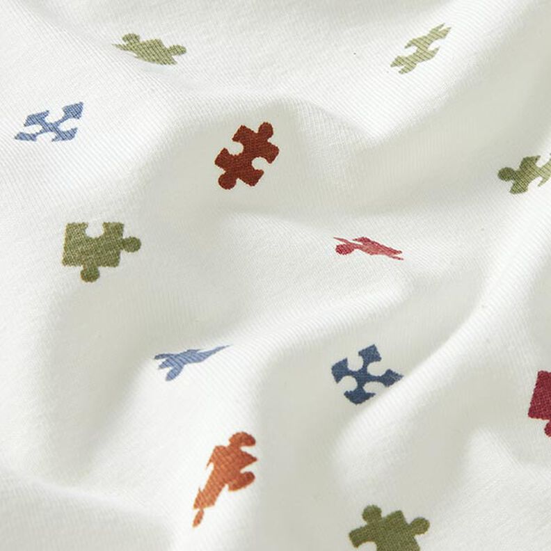 Jersey coton Pièces de puzzle – écru, image number 2