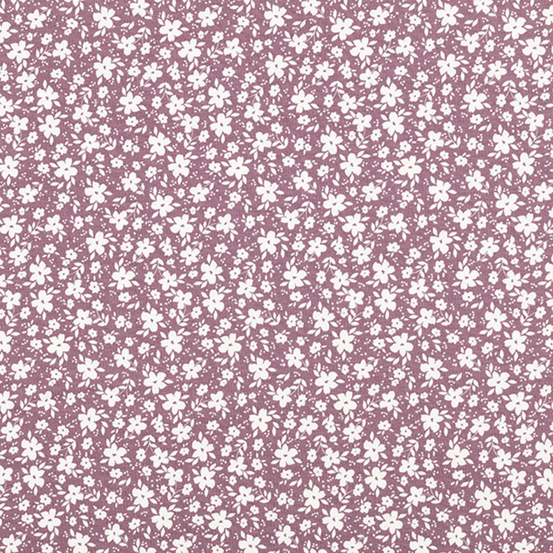 Jersey coton Fleurs bicolores – vieux rose foncé, image number 1