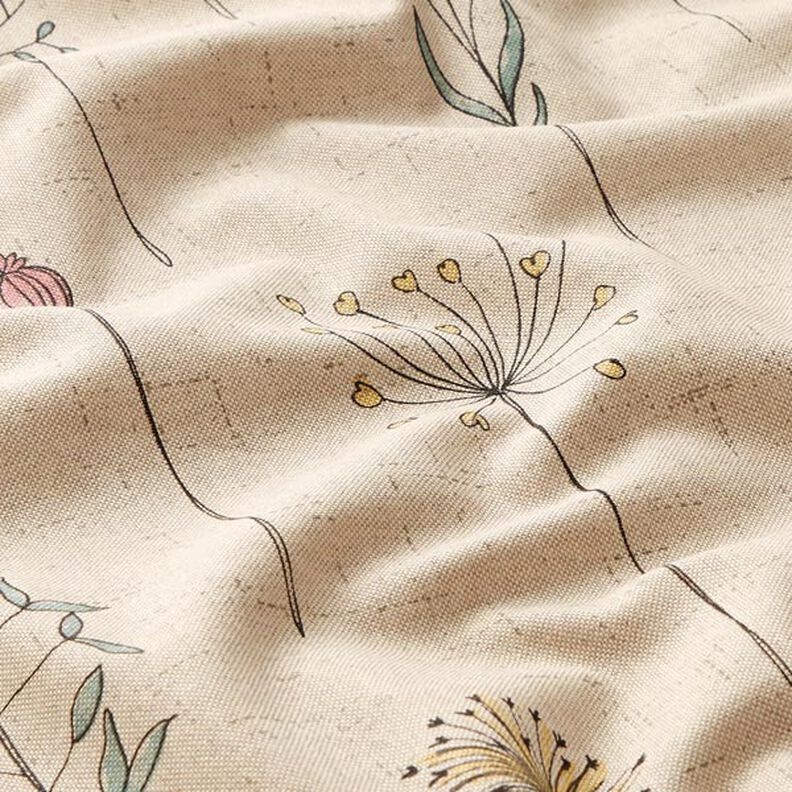 Tissu de décoration Semi-panama fleurs séchées – nature/rose,  image number 2