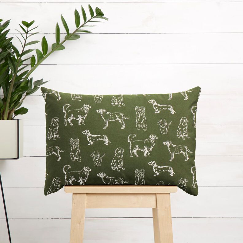 Tissu de décoration Canvas Chiens – pin foncé/crème, image number 7