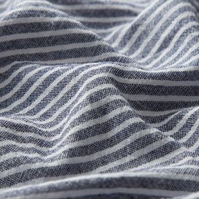 Tissu en coton aspect lin Fines rayures – blanc/bleu marine, 