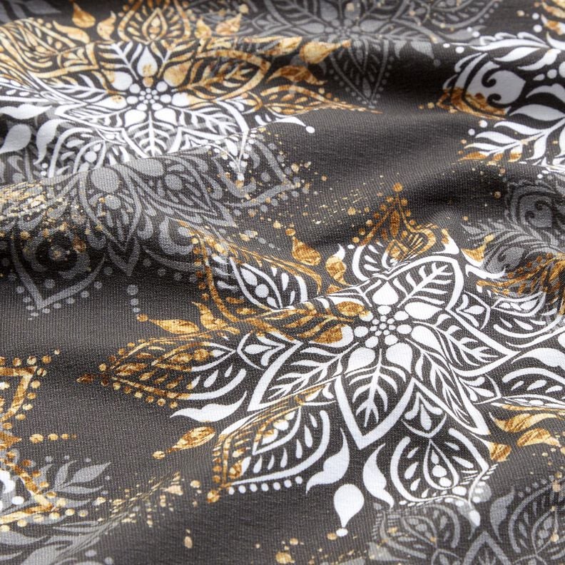 French Terry Mandala Magie d'hiver | Glitzerpüppi  – argent ancien/or ancien,  image number 2