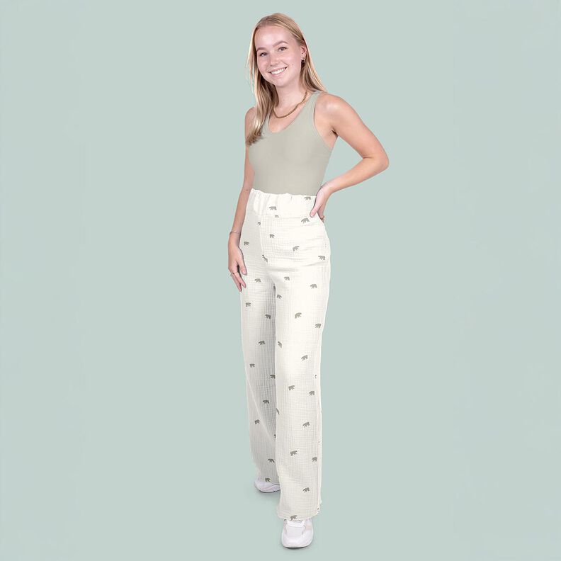 Tissu double gaze de coton ours blanc – blanc, image number 5