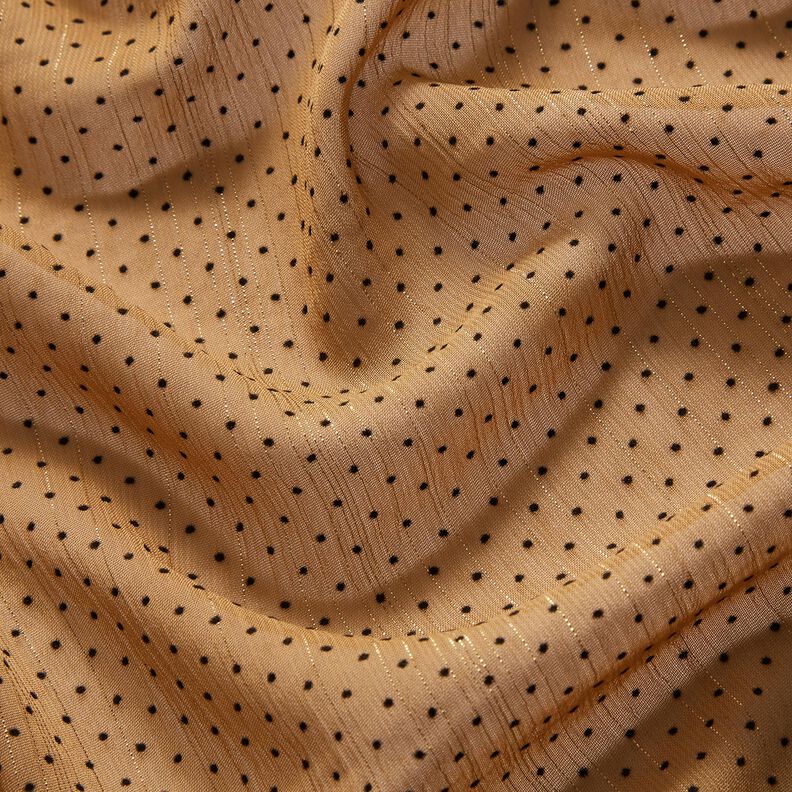 Mousseline Rayures et pois pailletés – brun faon, image number 2