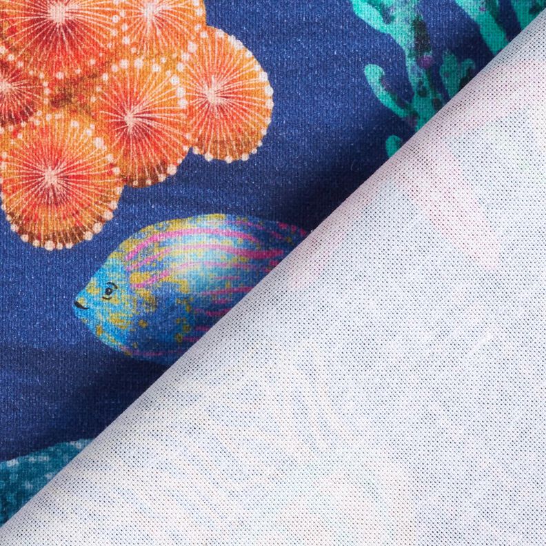 Tissu de décoration Semi-panama Monde sous-marin coloré – bleu marine/turquoise, image number 4