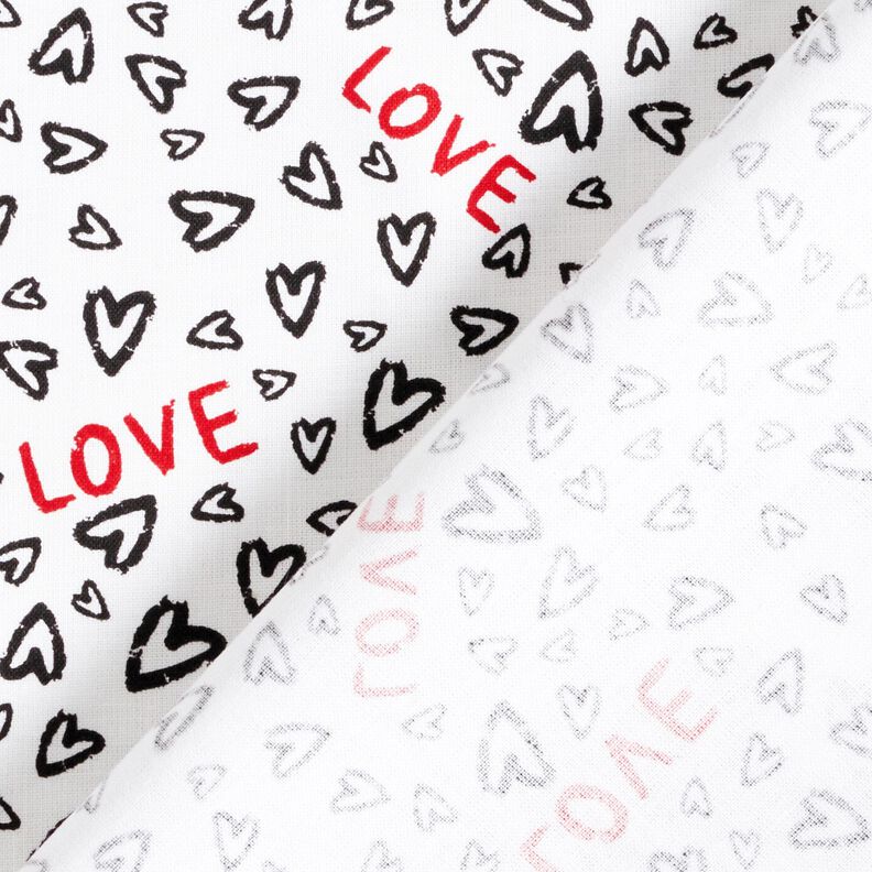 Tissu en coton Cretonne Love – blanc/noir,  image number 4