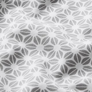 Jersey coton Motif floral abstrait – écru/gris | Reste 100cm, 