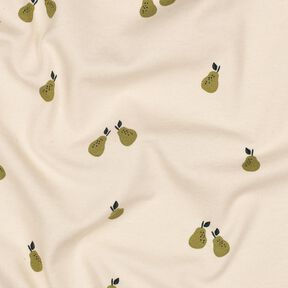 GOTS Jersey coton Poires | Poppy Fabrics – beige clair/olive clair, 
