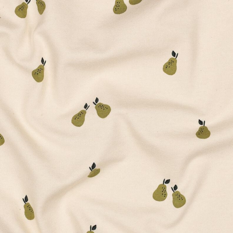 GOTS Jersey coton Poires | Poppy Fabrics – beige clair/olive clair, image number 2