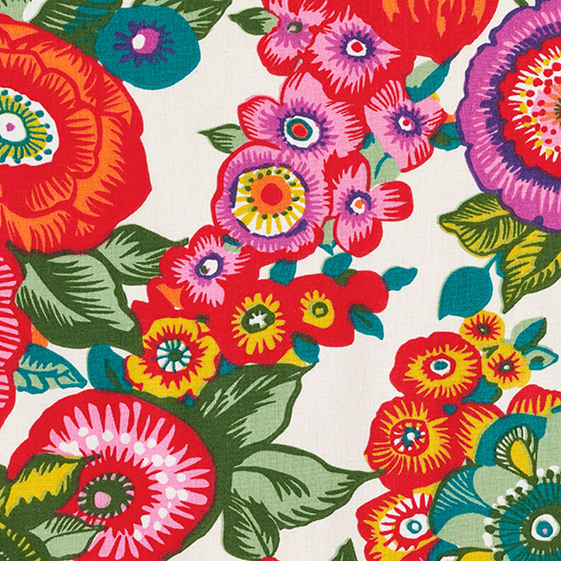 Tissu en coton Cretonne Floral – rouge,  image number 5