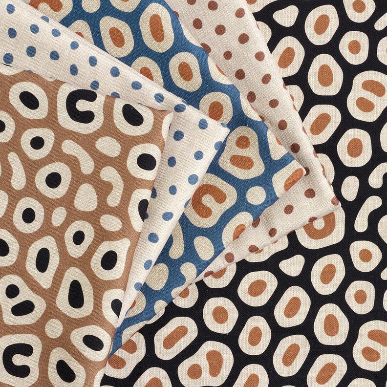 Tissu de décoration Semi-panama motif léopard abstrait – noir/noix de cajou, image number 5