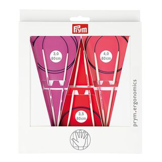 Jeu d’aiguilles à tricoter circulaires, 3 pièces [3,0 - 4,0] Ergonomics| Prym, 