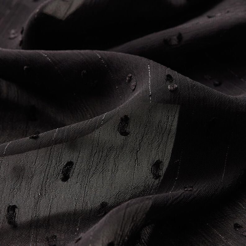 Mousseline Dobby métallisée à fines rayures – noir/argent métallisé,  image number 2