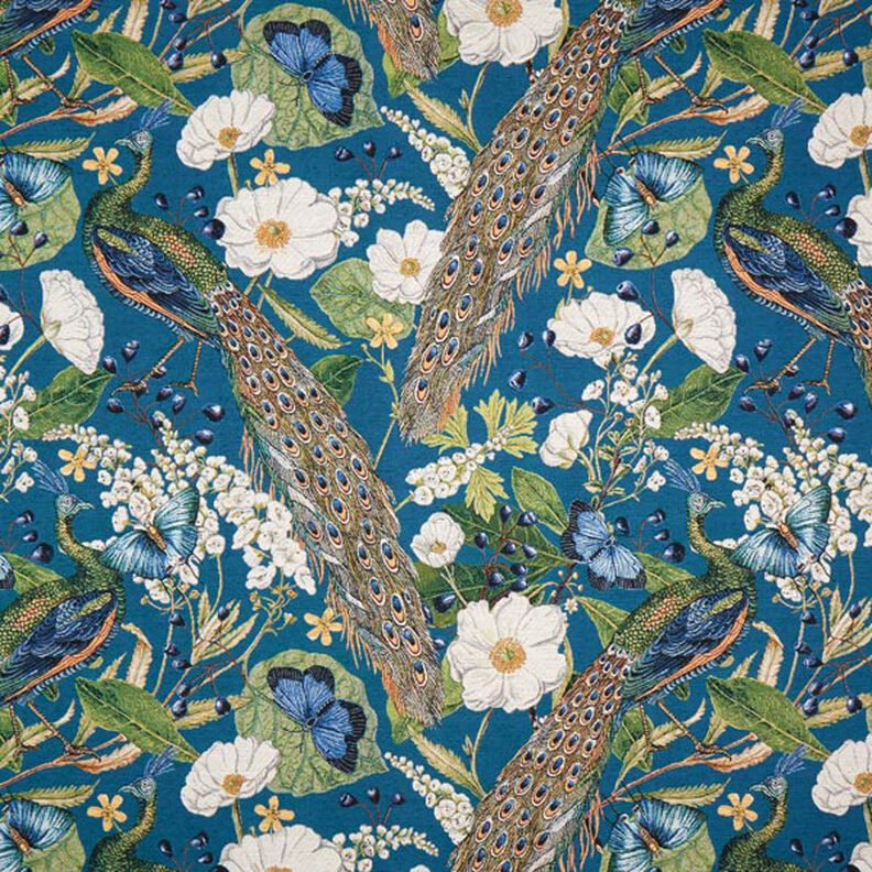 Tissu de décoration Gobelin Paon – pétrole,  image number 1