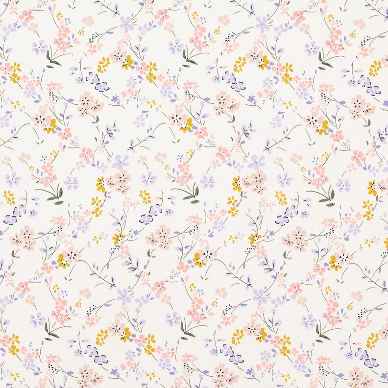 Popeline de coton Fleurs délicates – blanc/mauve,  image number 1