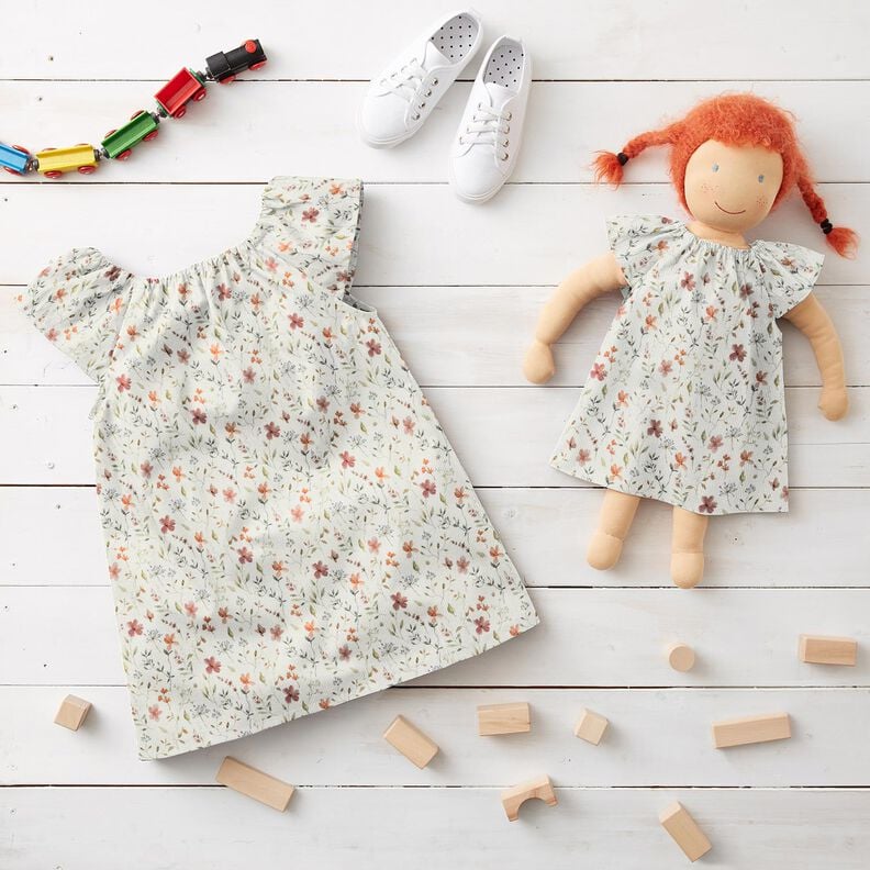 Jersey côtelé Tendre prairie fleurie Impression numérique – blanc,  image number 6