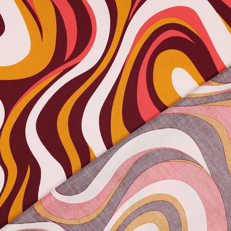Satin de coton Vagues rétro | Poppy Fabrics – rouge bordeaux/jaune curry,  image number 4