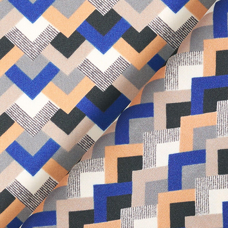 Satin léger Motif rétro – indigo/beige, image number 4