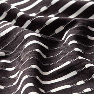 Tissu maille léger à rayures en relief – noir/blanc, 