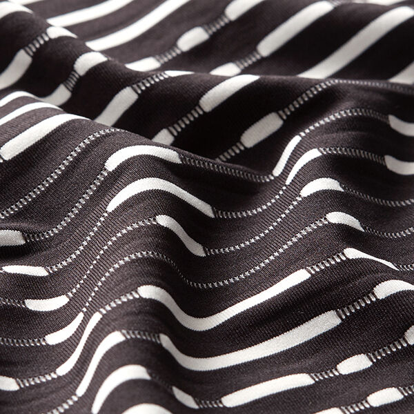 Tissu maille léger à rayures en relief – noir/blanc,  image number 2