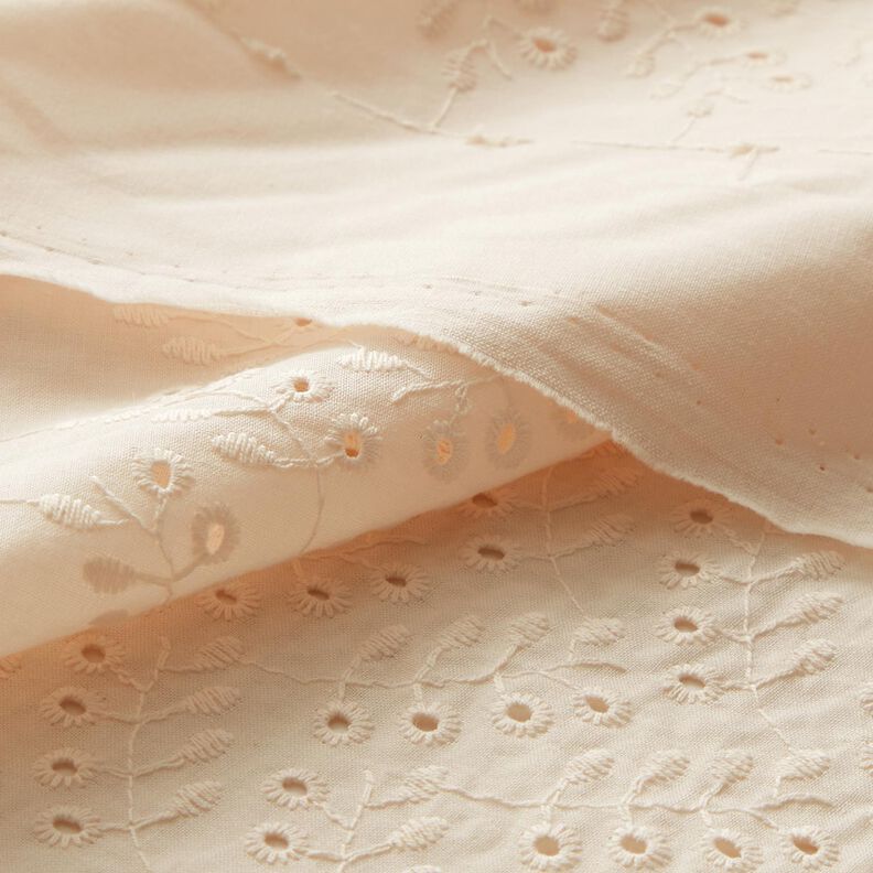 Batiste Dentelle brodée Vrilles de feuilles – crème,  image number 5