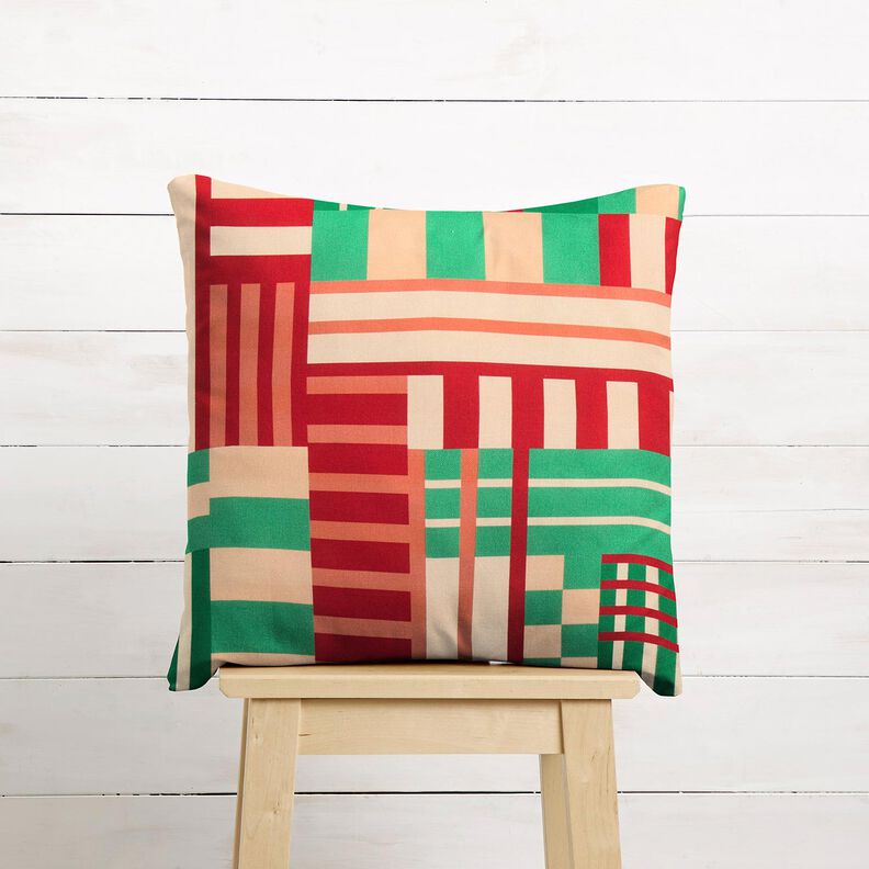 Tissu de décoration Semi-panama Formes modernes – vert genévrier/rouge foncé,  image number 10