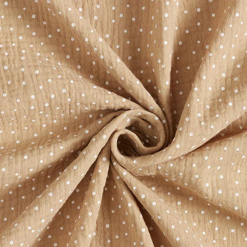 Tissu double gaze de coton Petits points – beige/blanc,  image number 3