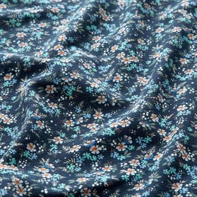 Jersey coton Mer de fleurs – bleu nuit/eucalyptus, 