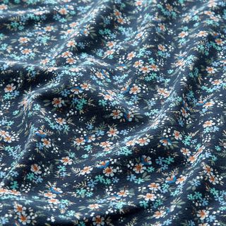 Jersey coton Mer de fleurs – bleu nuit/eucalyptus, 