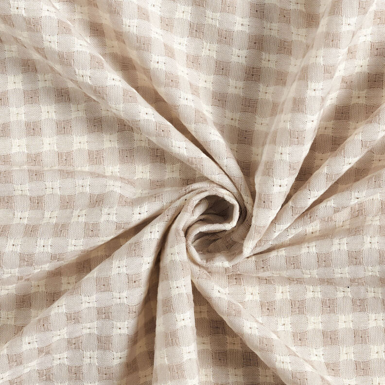 Tissu en coton à carreaux structurés – blanc/noix de cajou,  image number 4