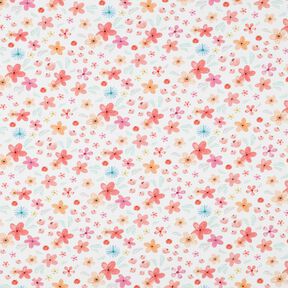 GOTS Jersey coton Fleurs colorées Impression numérique | Poppy Fabrics – blanc/abricot, 