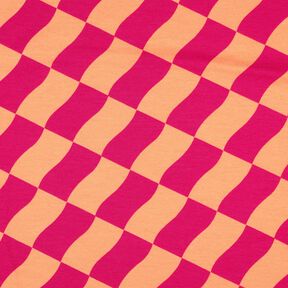 Softsweat carreaux ondulés | Poppy Fabrics – rose intense/orange pêche, 