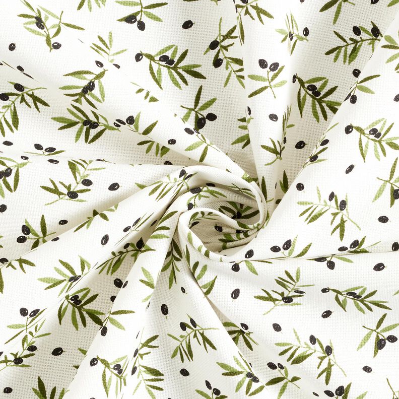Tissu de décoration Semi-panama Mini-olives – ivoire/pin,  image number 3