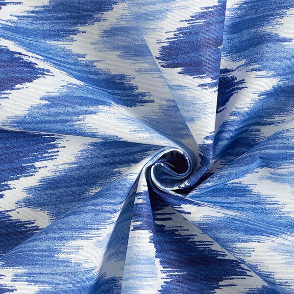 Coton enduit imprimé ikat – bleu/blanc,  image number 3