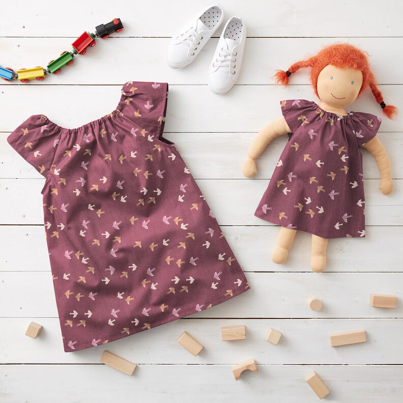 GOTS Popeline coton Petits oiseaux | by Poppy – raisin, image number 6