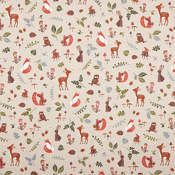 Tissu de décoration Semi-panama animaux de la forêt – nature,  image number 1