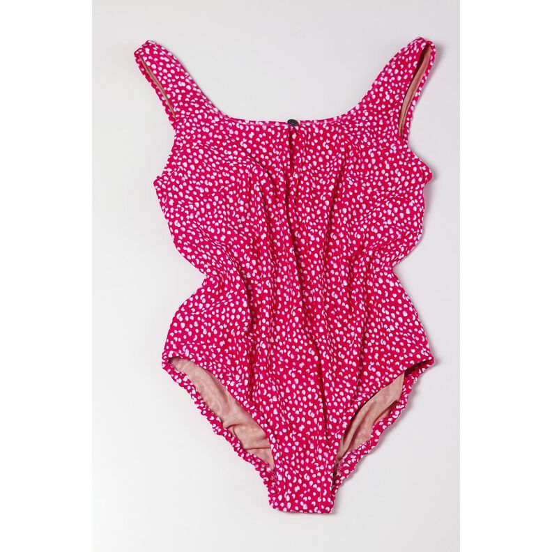Tissu pour maillot de bain à petites taches – rose intense/blanc,  image number 7