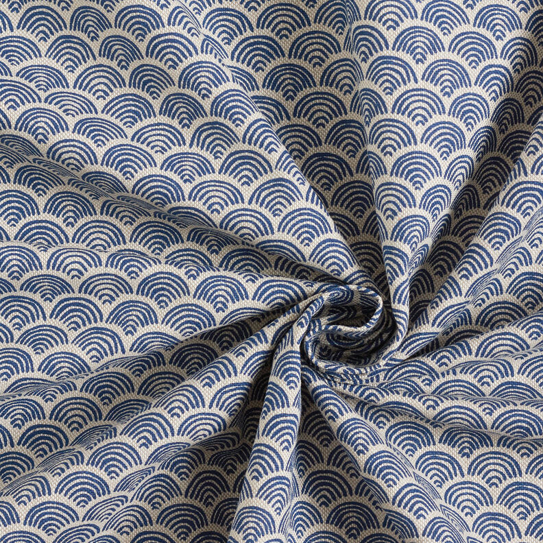 Tissu de décoration Semi-panama Arcs ondulés – nature/indigo,  image number 3