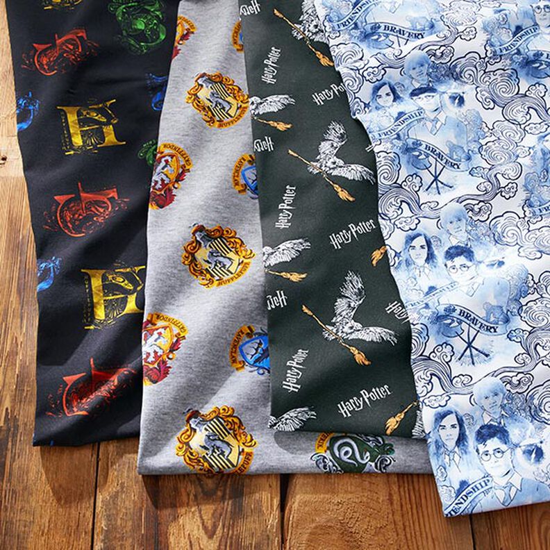 Jersey coton Tissu sous licence Harry Potter, initiales et animaux héraldiques | Warner Bros. – noir,  image number 5
