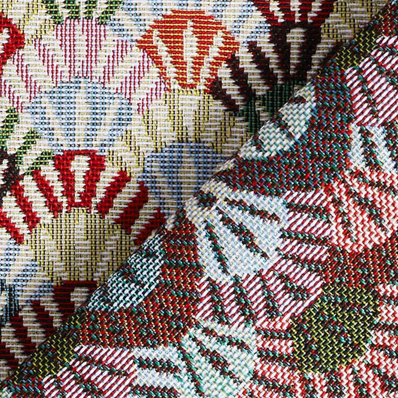 Tissu de décoration Gobelin Petits éventails – beige clair/vert, image number 4