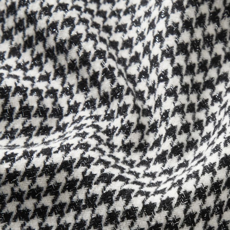Tissu pour manteau Mélange de laine Motif pied-de-poule pailleté – noir/écru, image number 2
