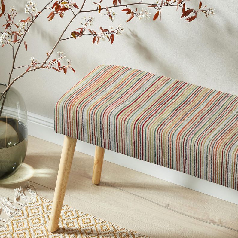 Tissu de décoration Gobelin Rayures colorées – beige clair/carmin,  image number 5