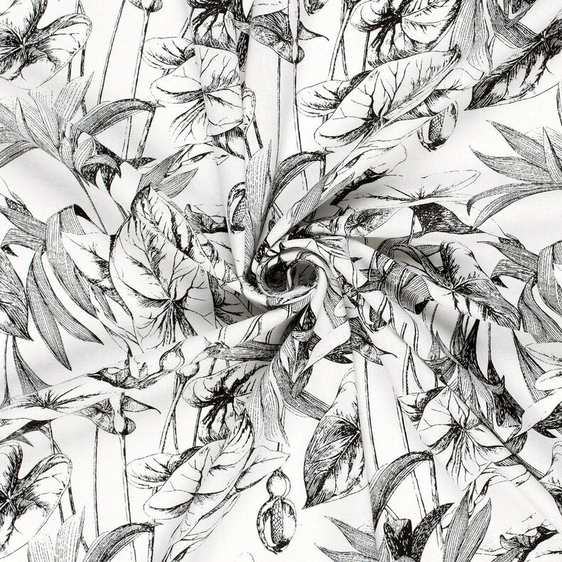Mélange viscose lin Plantes tropicales – écru/noir,  image number 3