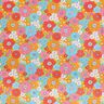 Tissu en coton Cretonne Grandes fleurs rétro – turquoise/jaune soleil,  thumbnail number 1