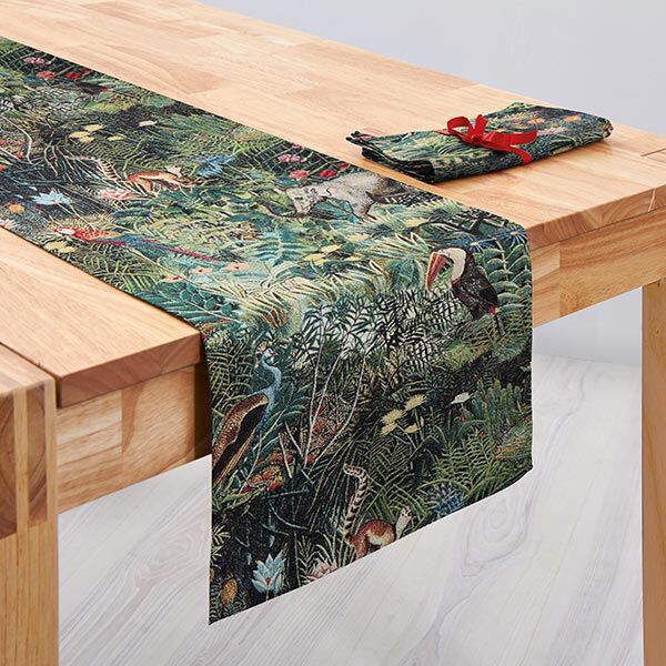 Tissu de décoration Gobelin jungle – noir/vert foncé, image number 6