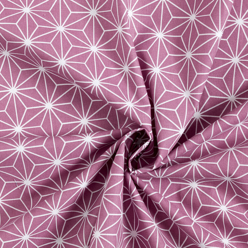 Tissu en coton Cretonne Étoiles japonaises Asanoha – raisin,  image number 3