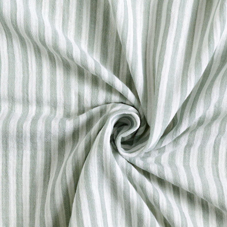 Tissu double gaze de coton Double face Rayures – roseau/blanc, image number 4