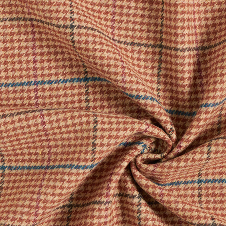 Tissu pour manteau Carreaux pied-de-poule avec effet scintillant – beige/cuivre,  image number 3